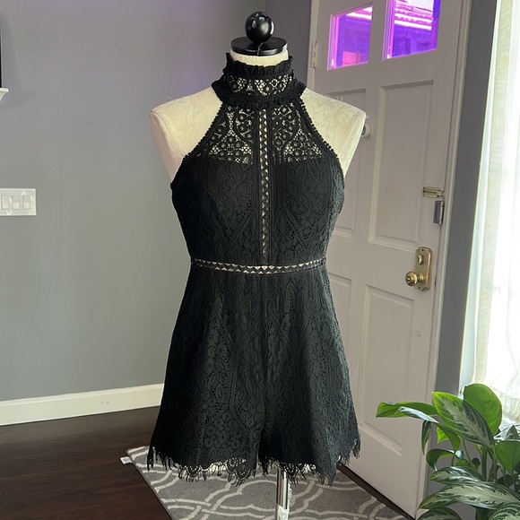Foxiedox Halter Black Lace Romper - Picture 3 of 8